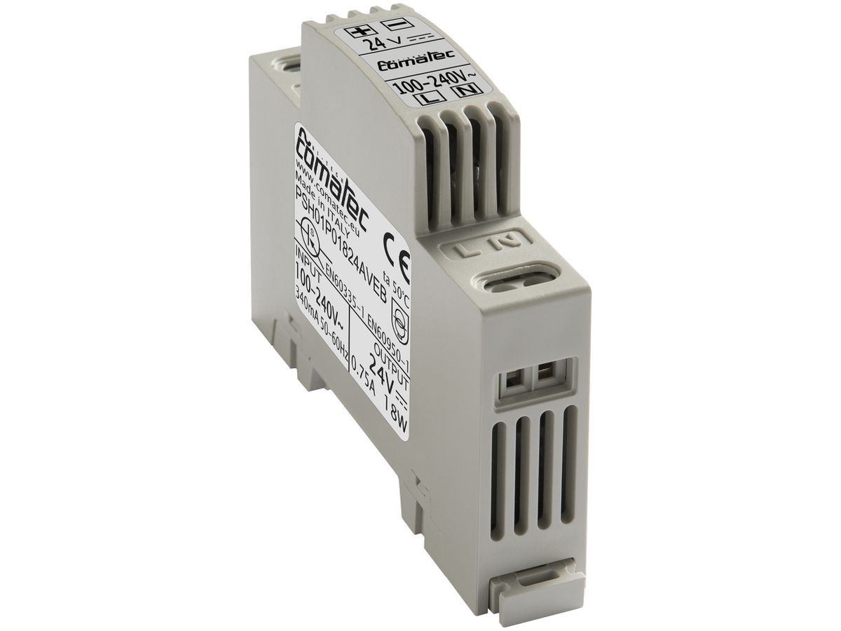 REG-Netzteil Comatec PSH01, IN: 100…240VAC, OUT: 24VDC/18W, stabilisiert, 1TE