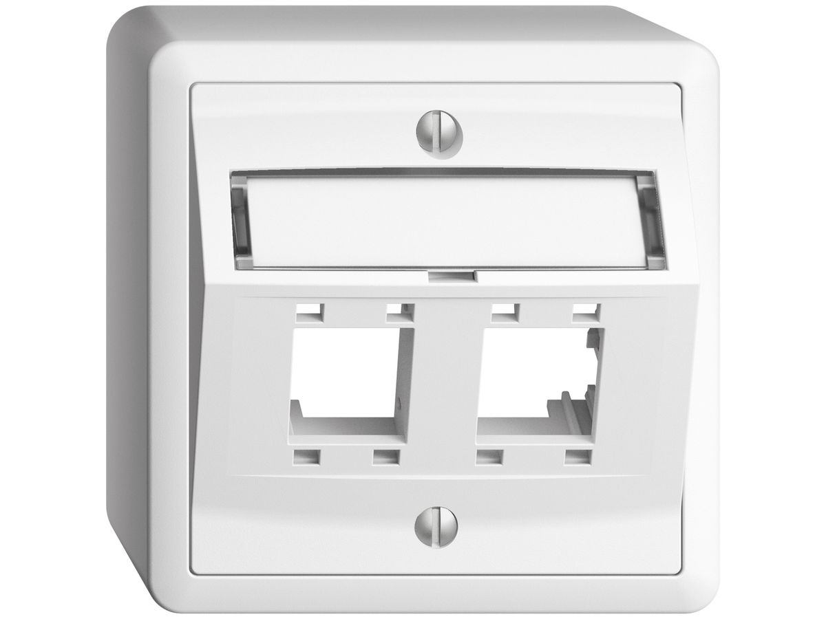 AP-Montageset EDIZIOdue, mit Schrägauslasshaube, für 2×RJ45, weiss