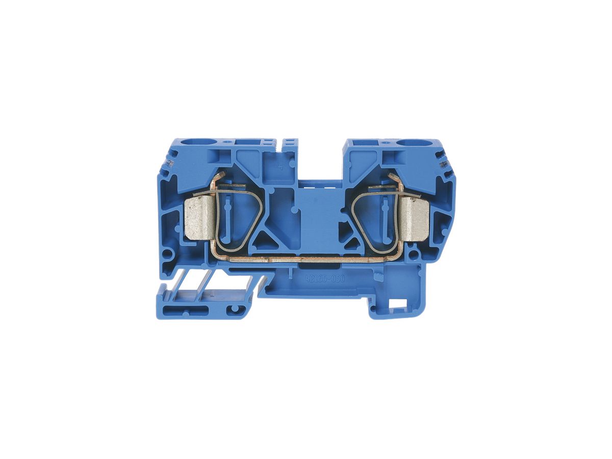 Durchgangs-Reihenklemme Woertz 2.5…16mm² 65A 600V Federzuganschluss 2×1 TH35 bl