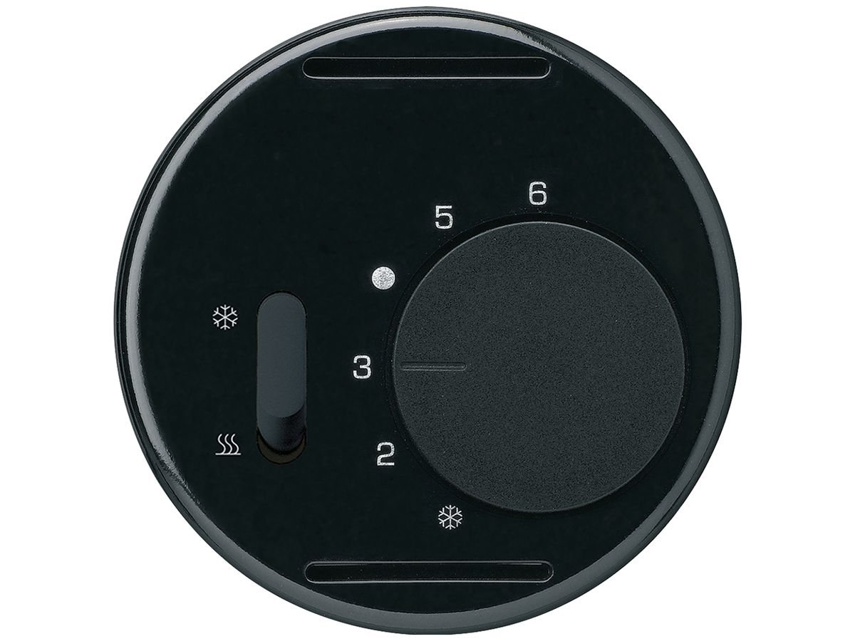 Frontscheibe Hager basico, für Thermostat mit Schalter Heizen/Kühlen, schwarz