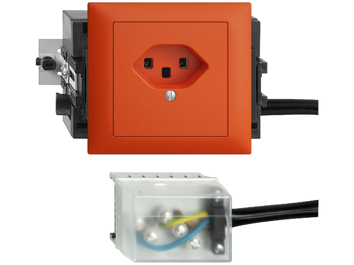 EB-Steckdose EDIZIOdue T23 L3 46…69mm orange für Flachkabel Powerbus