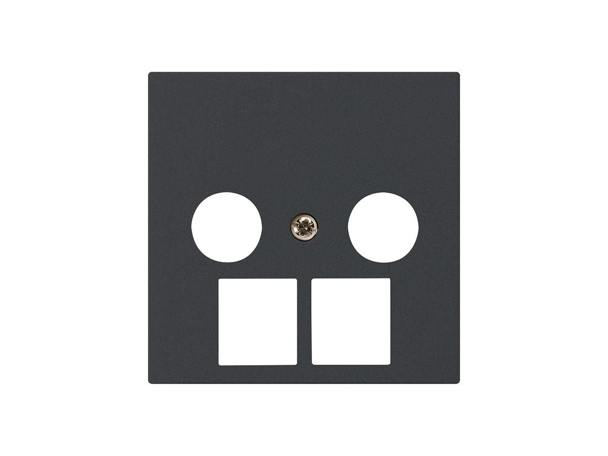 Frontplatte kallysto 2×koaxial/2×RJ45 schwarz
