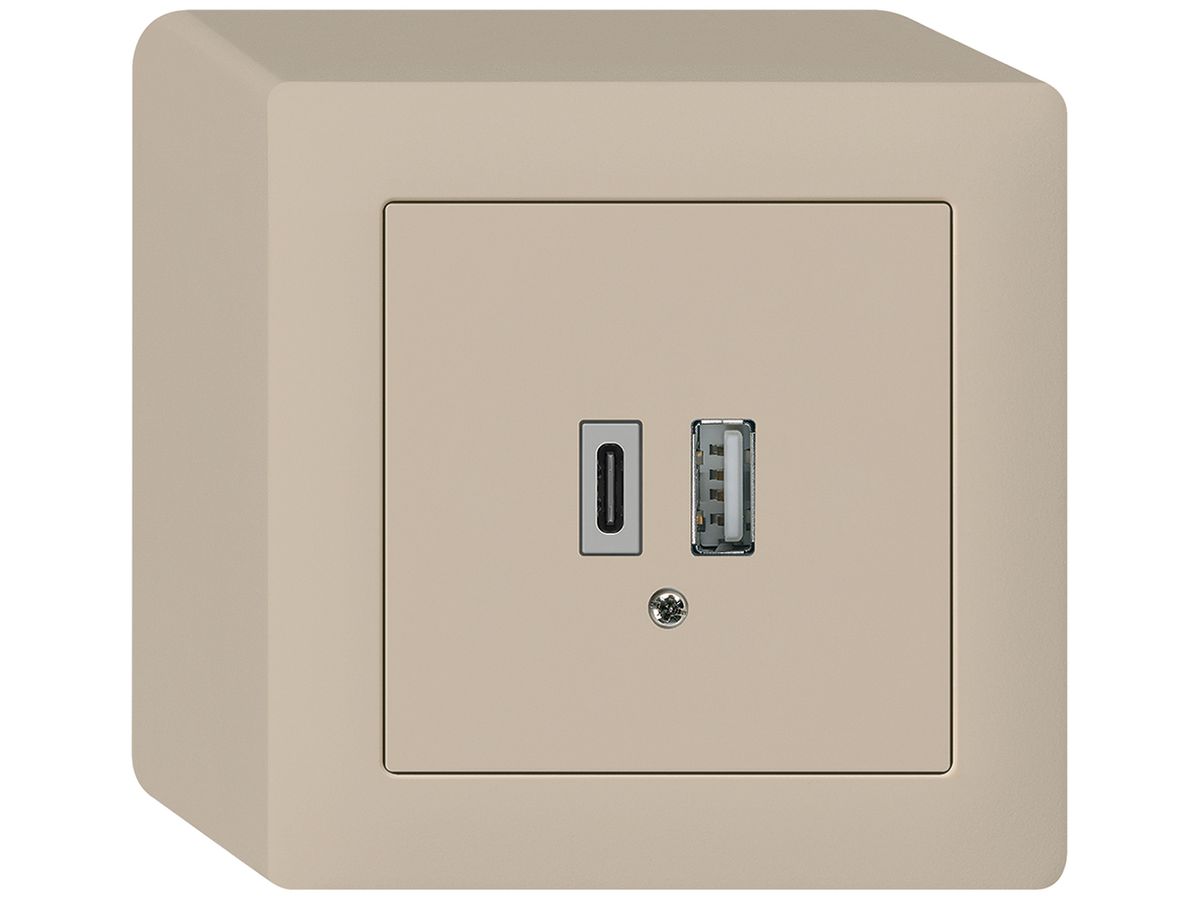 AP-USB-Ladesteckdose kallysto 18W PD 1×Typ A 1×Typ C mit AP-Gehäuse beige