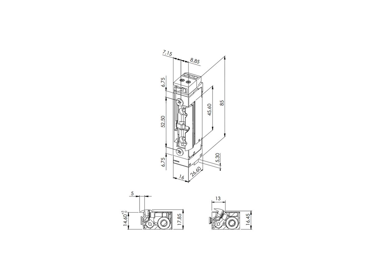 Vorlasttüröffner BSW B5001--L, 24VDC, stromlos geschlossen, Radiusfalle