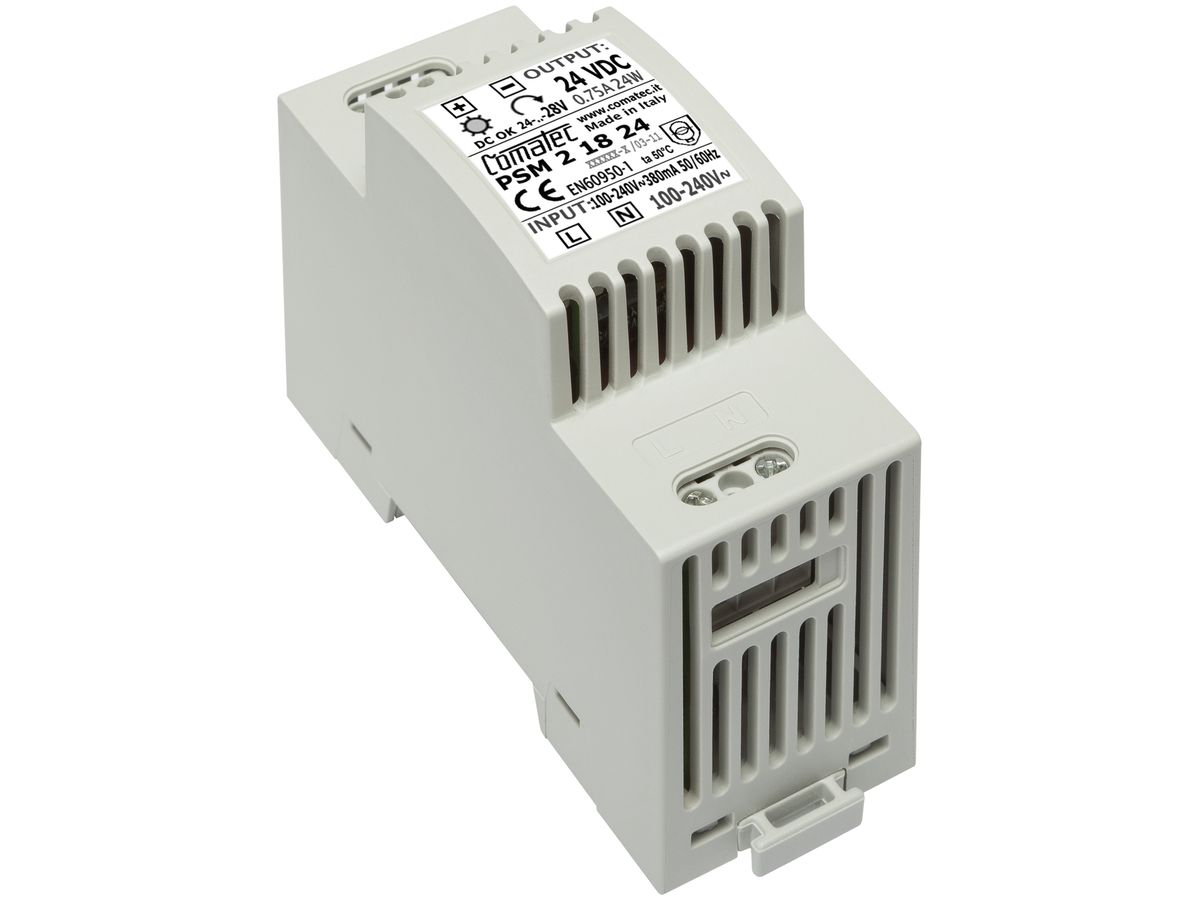 REG-Netzteil Comatec PSM2, IN: 100…240VAC, OUT: 24VDC/18W, stabilisiert, 2TE