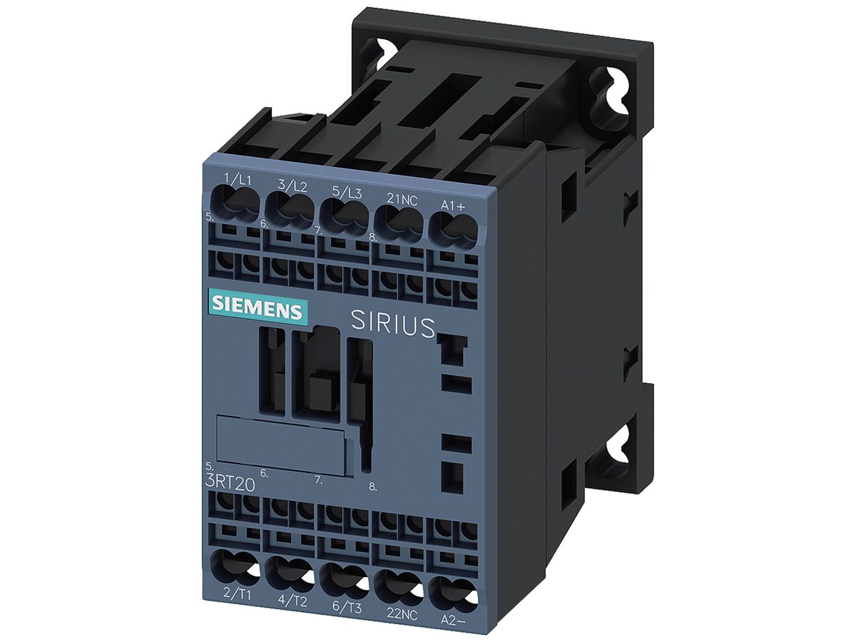 Leistungsschütz Siemens SIRIUS 3RT2 24VDC 3P 7A +1Ö+Diode Federzugklemmen