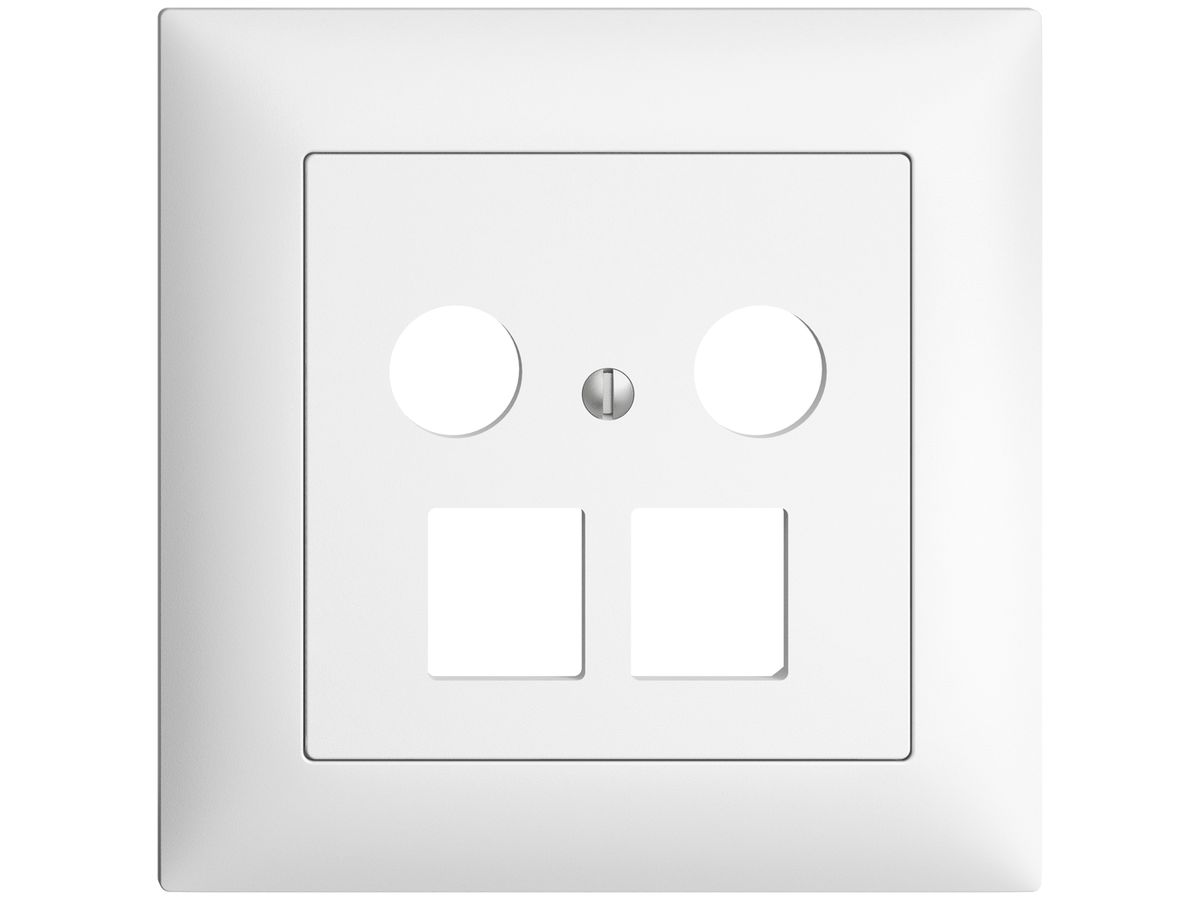 UP-Abdeckset EDIZIOdue FMI, f.Multimediadose 5…2000MHz, f.2×RJ45 Keystone weiss