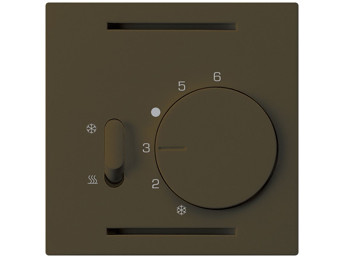 Frontplatte Hager kallysto, für Thermostat mit Schalter Heizen/Kühlen, braun
