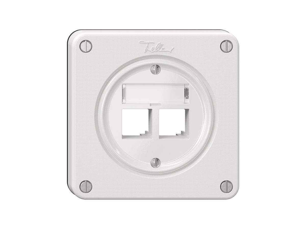 Montageset Feller S-One EASYNET, für 2×RJ45, Tiefe 28 mm, weiss