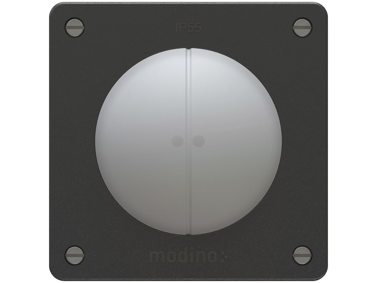 UP-Leuchtdruckschalter modino exo 2×Schema 3 2×bel.10A 250V 90×90mm schwarz