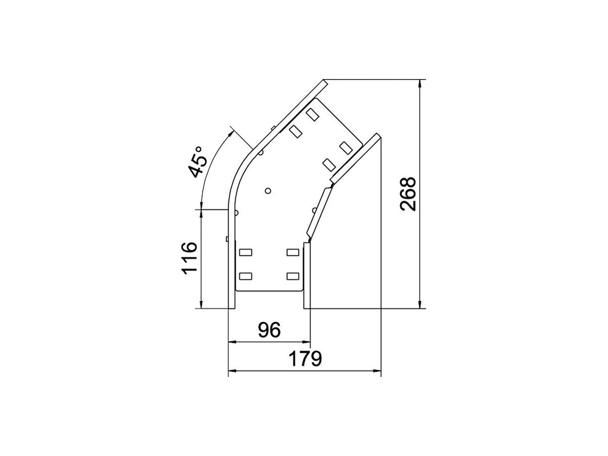 Bogen BET RB 45° 110×100mm Stahl bandverzinkt