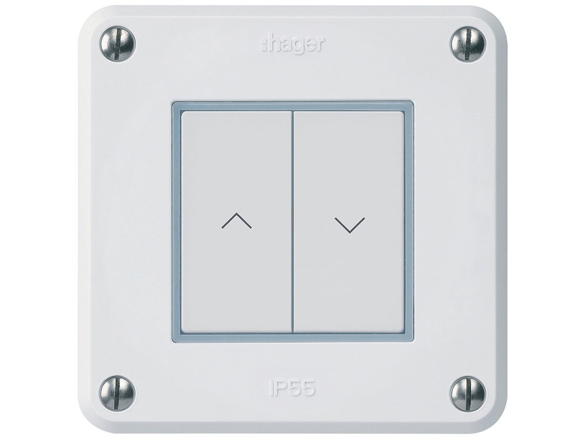 UP-KNX-Storentaster Hager BA robusto C 2-fach 86×86mm weiss