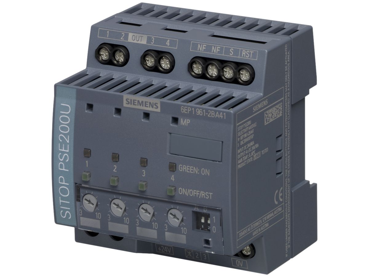 Selektivitätsmodul Siemens SITOP PSE200U, 24VDC/40A (4×10A), Status