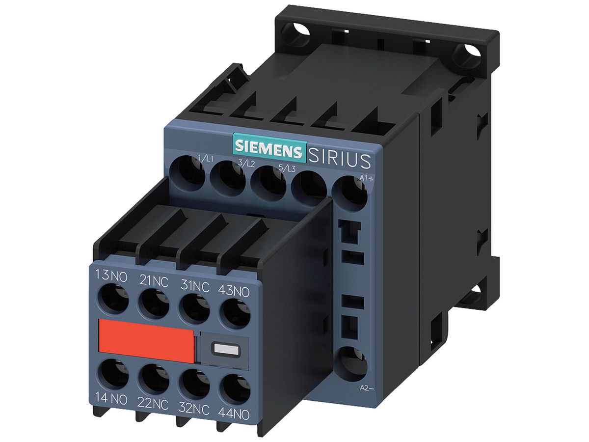 Leistungsschütz Siemens SIRIUS 3RT2 24VDC 3P 12A +2S/2Ö+Diode Schraubklemmen