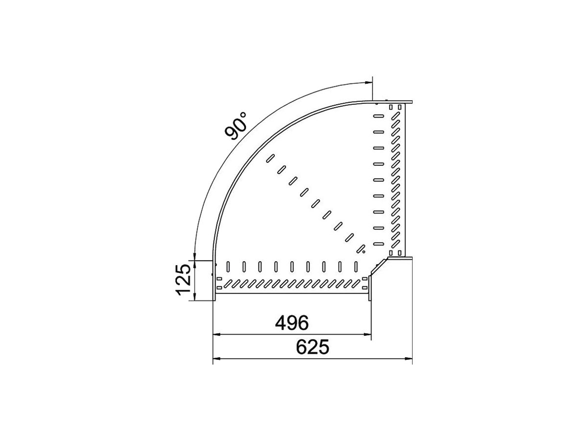 Bogen BET RB 90° 85×500mm Stahl bandverzinkt