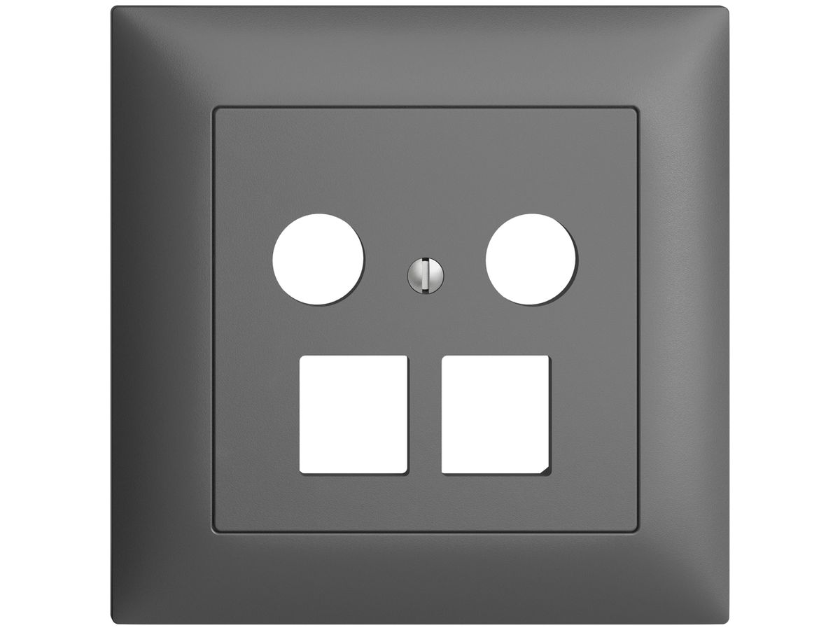 UP-Abdeckset Edue FMI, f.Multimediadose 5…2000MHz, f.2×RJ45 Keystone dunkelgrau