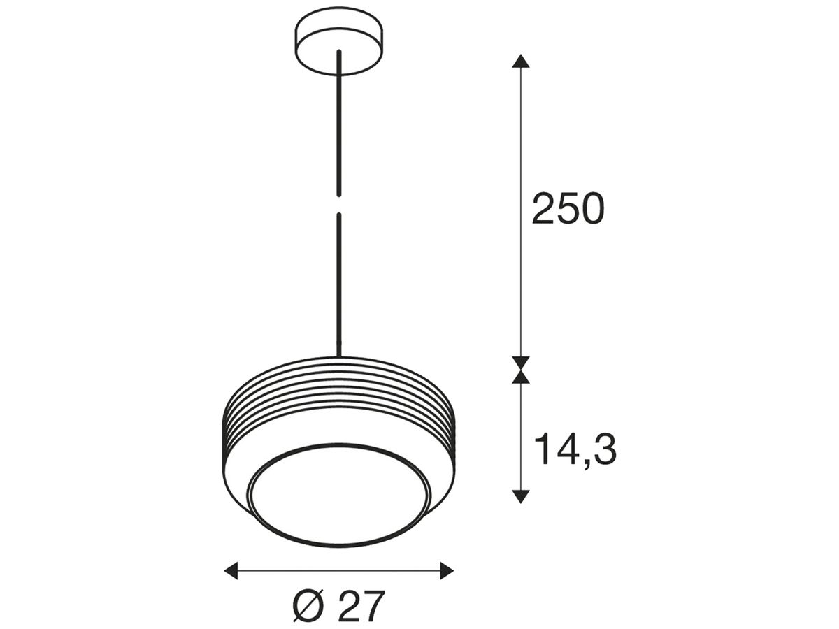 Pendelleuchte SLV PANTILO E27 1×0…15W Ø270mm Silber