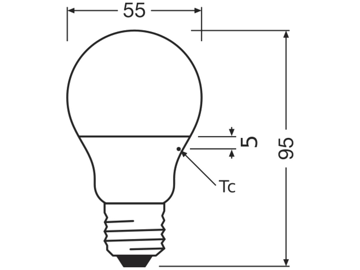 LED-Lampe LEDVANCE Classic A E27 4.9W 470lm 827 Ø55×100mm Typ A mattiert