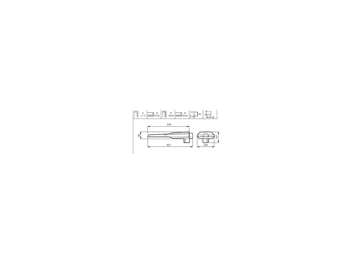 LED-Strassenleuchte LumiStreet MINI BGP292 40.5W 6090lm 740 Ø48/76mm