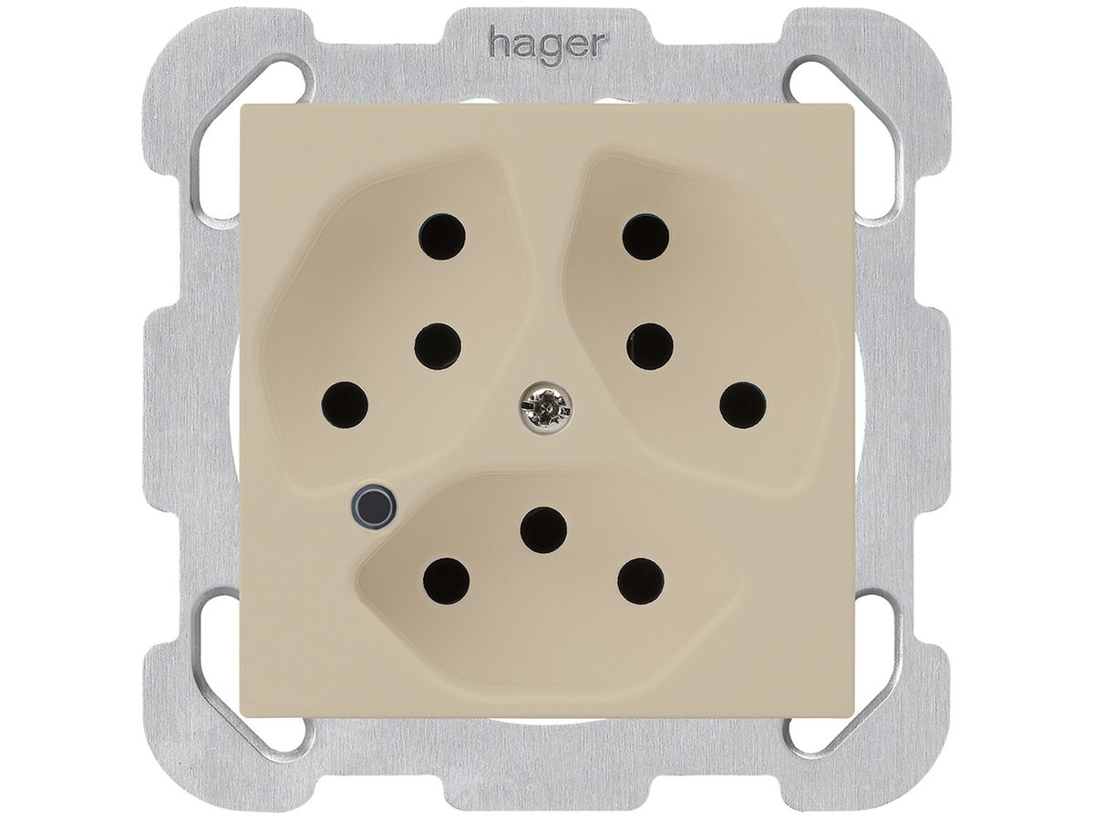 UP-Steckdose Hager kallysto 3×T13 beleuchtet B beige