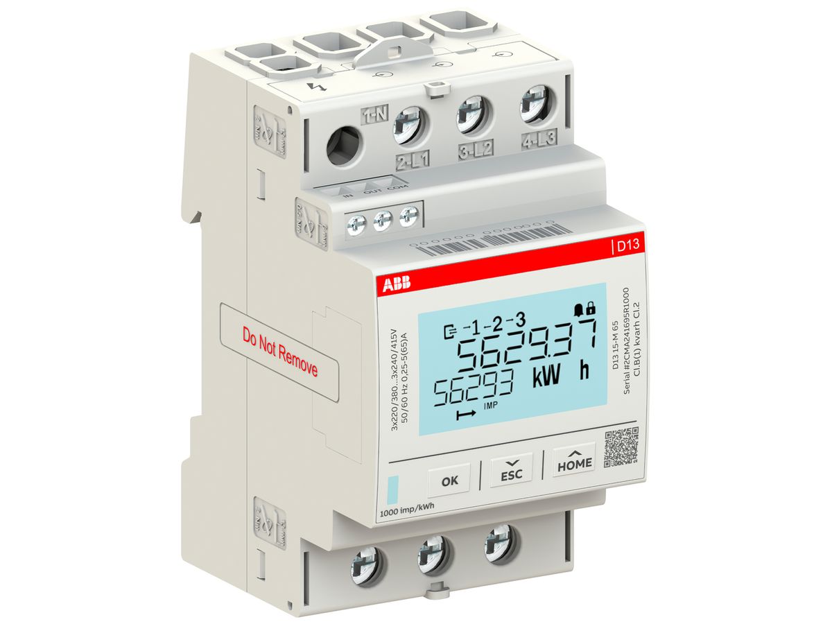 REG-Energiezähler ABB D13 15-M 65 3LN 65A Zweitarif S0 3TE MID