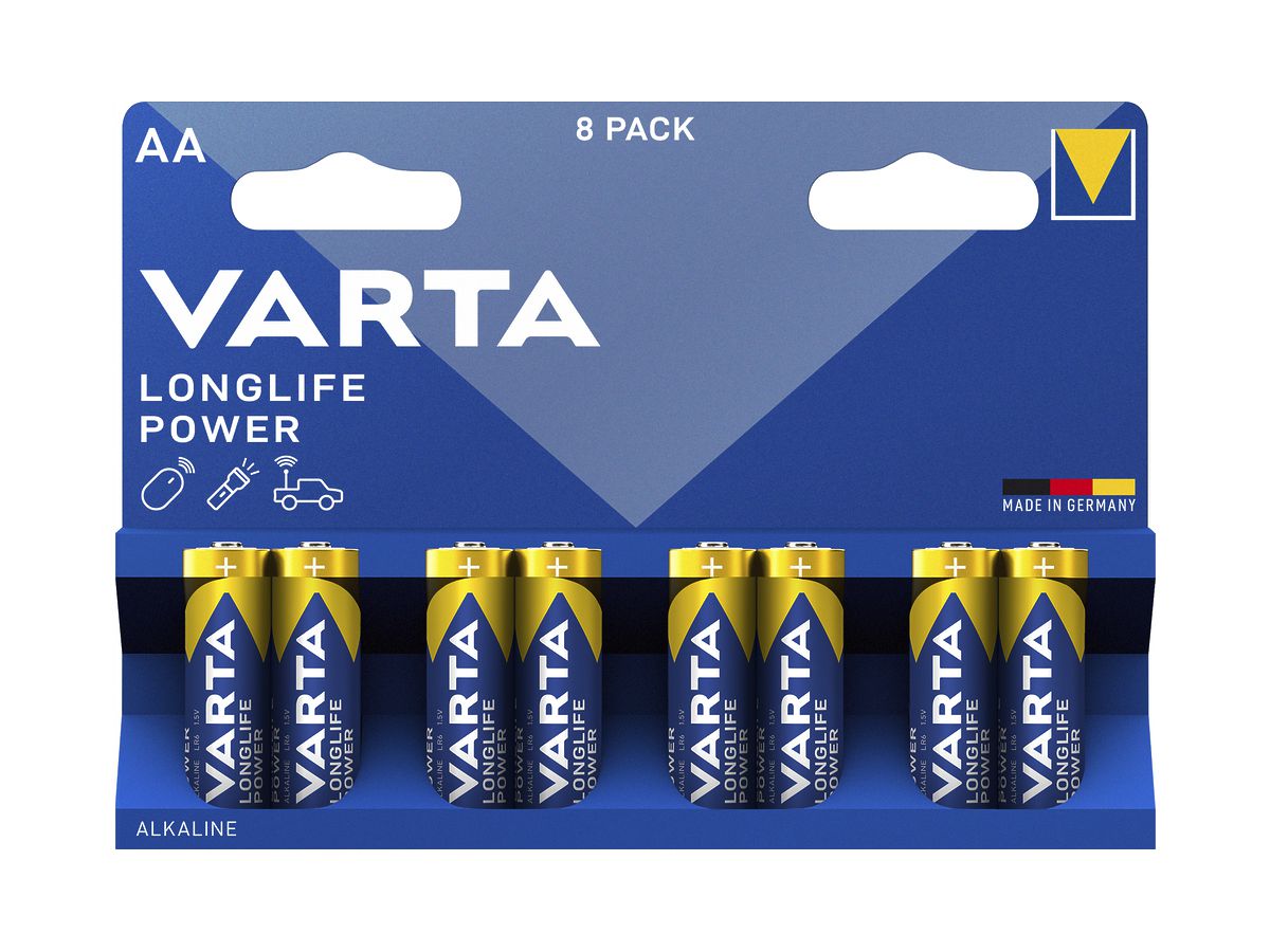 Batterie Alkali VARTA Longlife Power AA Blister à 8 Stück