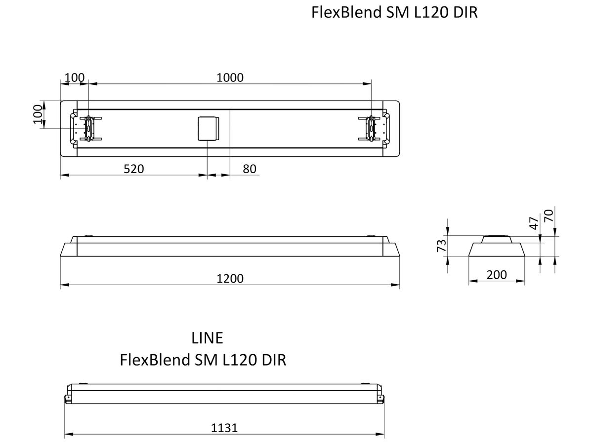 LED-Leuchte FlexBlend SM340C L120 3600lm grau