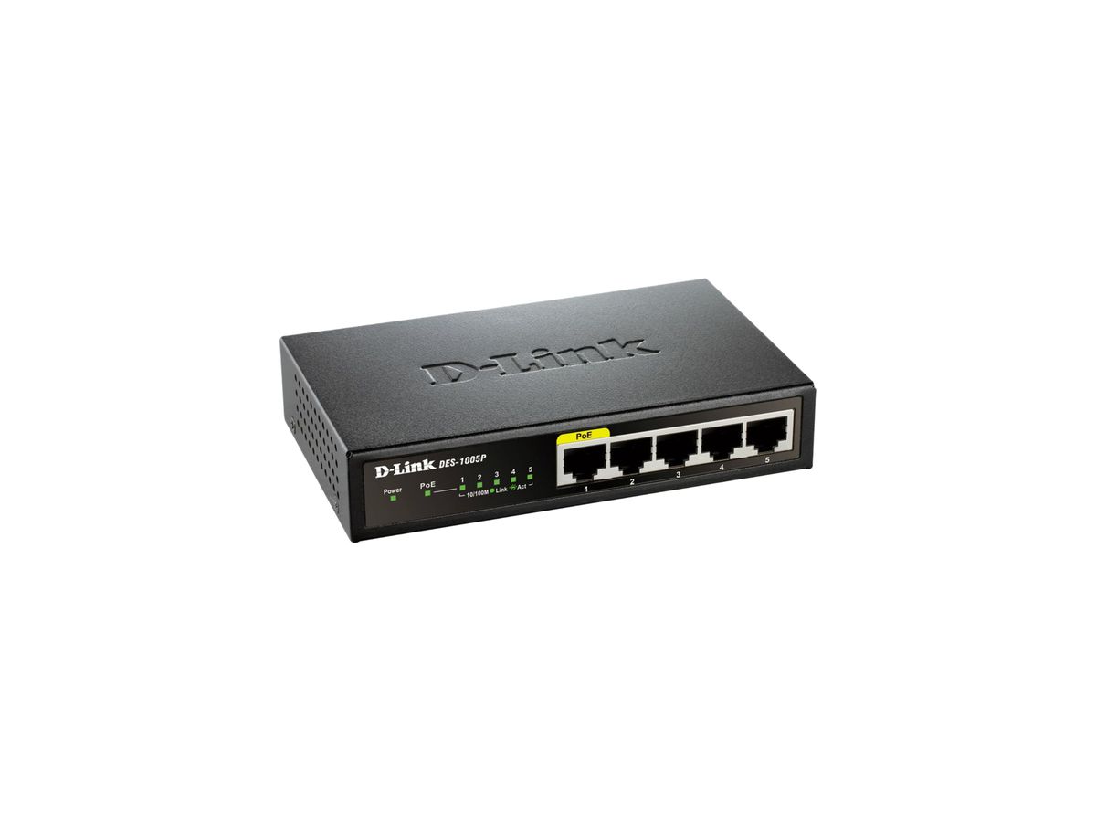 Switch D-LINK DES-1005P/E, 5-Port PoE+ Fast Ethernet Desktop