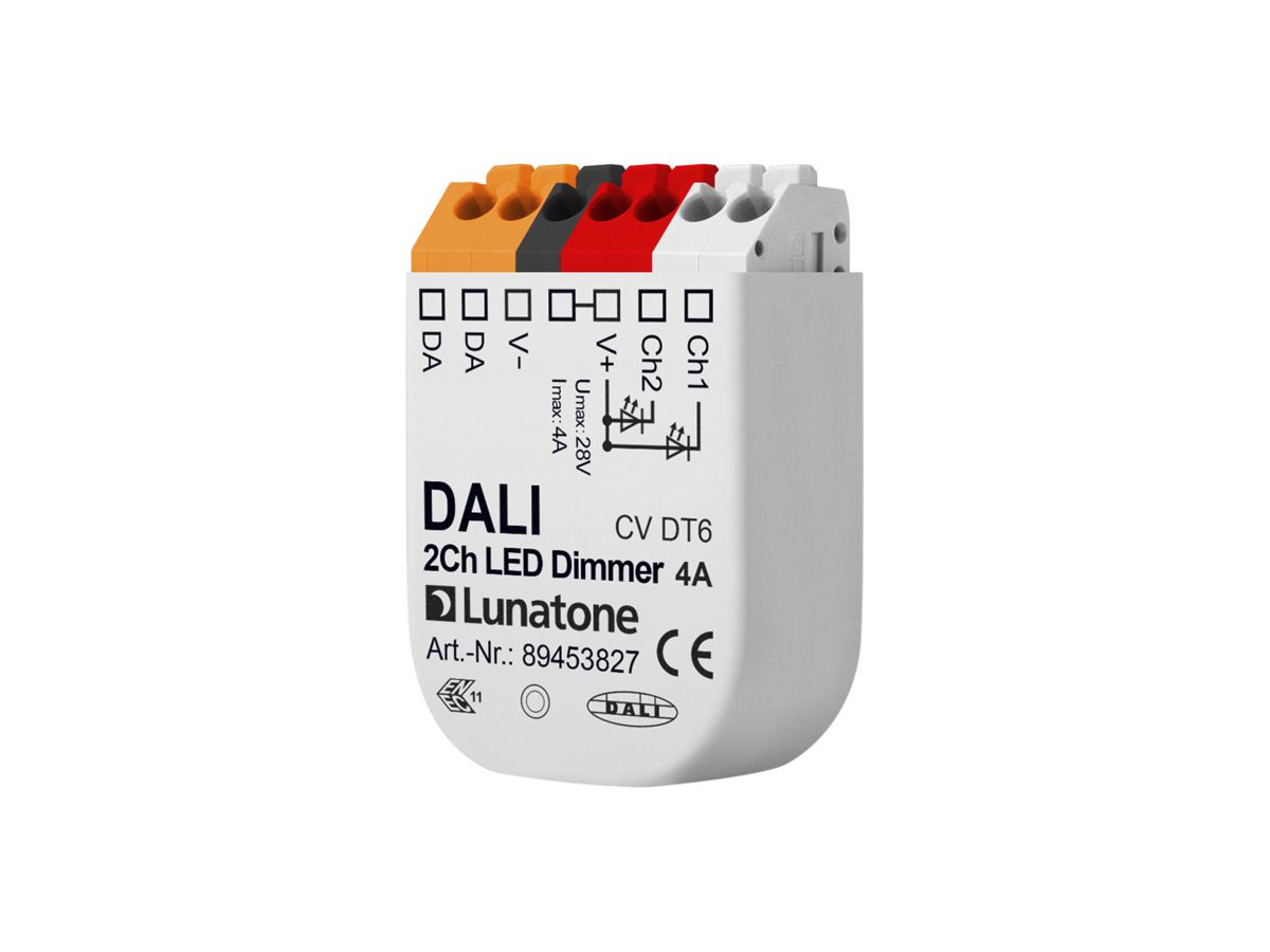 LED-Konverter Ervotech DALI 2CH 4A, 12…28V, 40×28×14mm