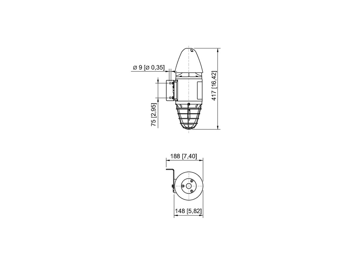 Hupe mit Blitzlicht STAHL 230VAC 8A IP66 110dB