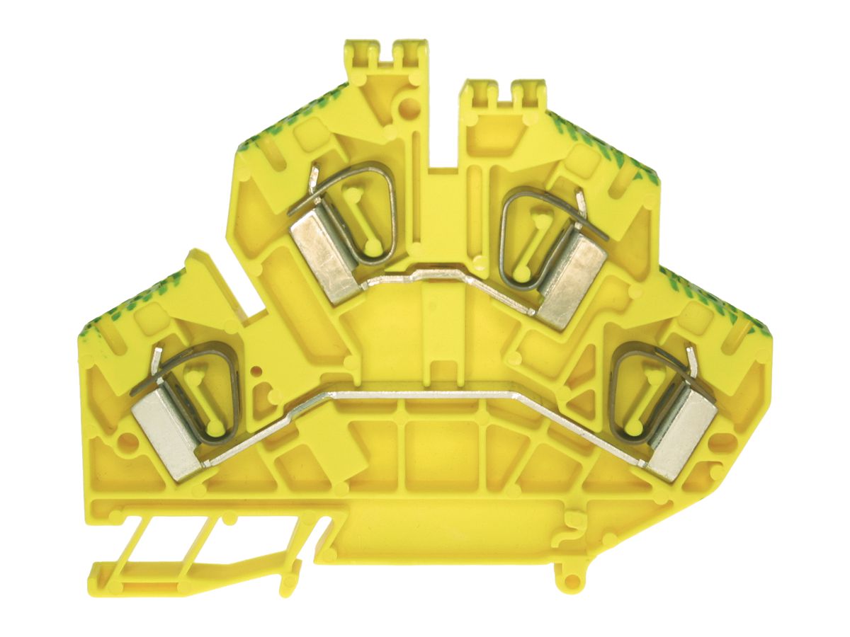 Schutzleiter-Reihenklemme Woertz 0.5…4mm² Federzuganschluss 2×2 TH35 grün/gelb