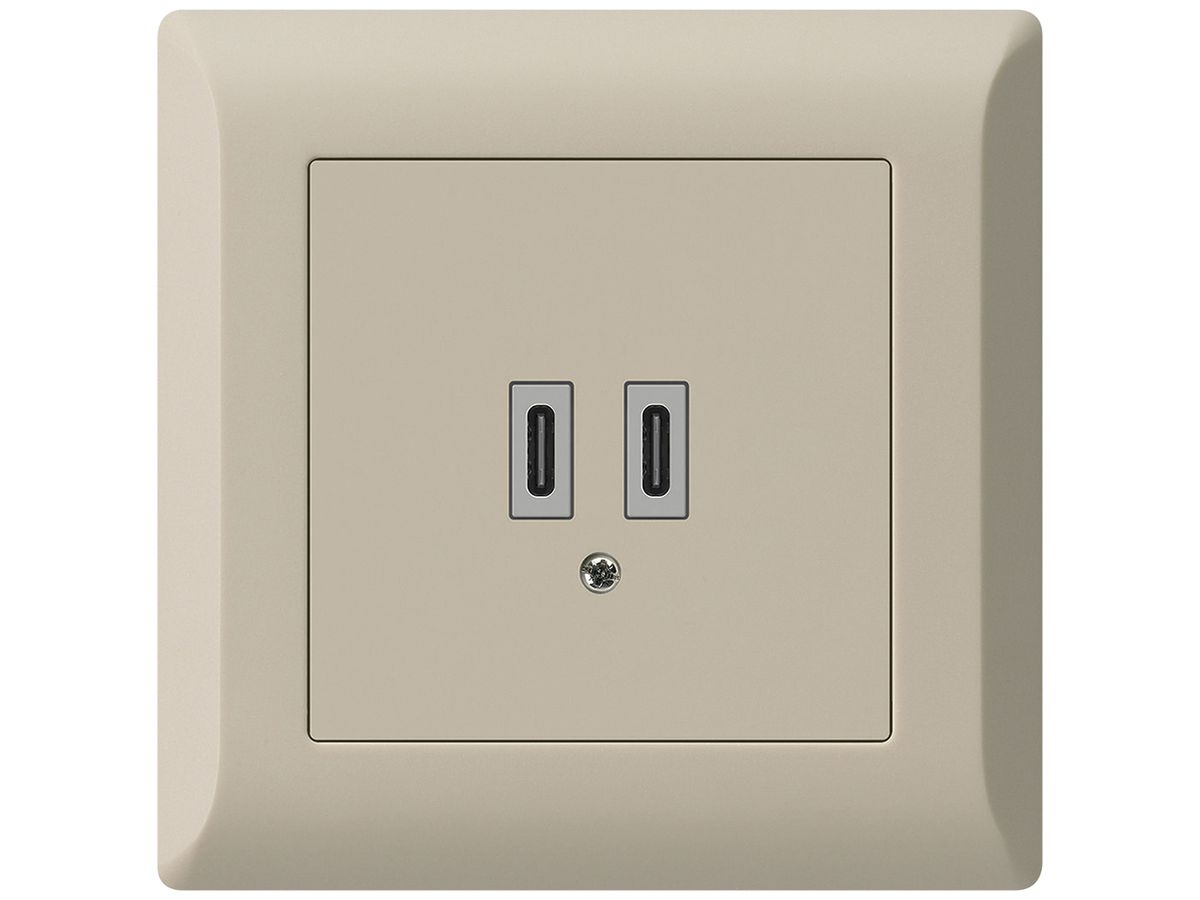 UP-USB-Ladesteckdose Hager kallysto.line C-C 20W 5V 92×92mm beige