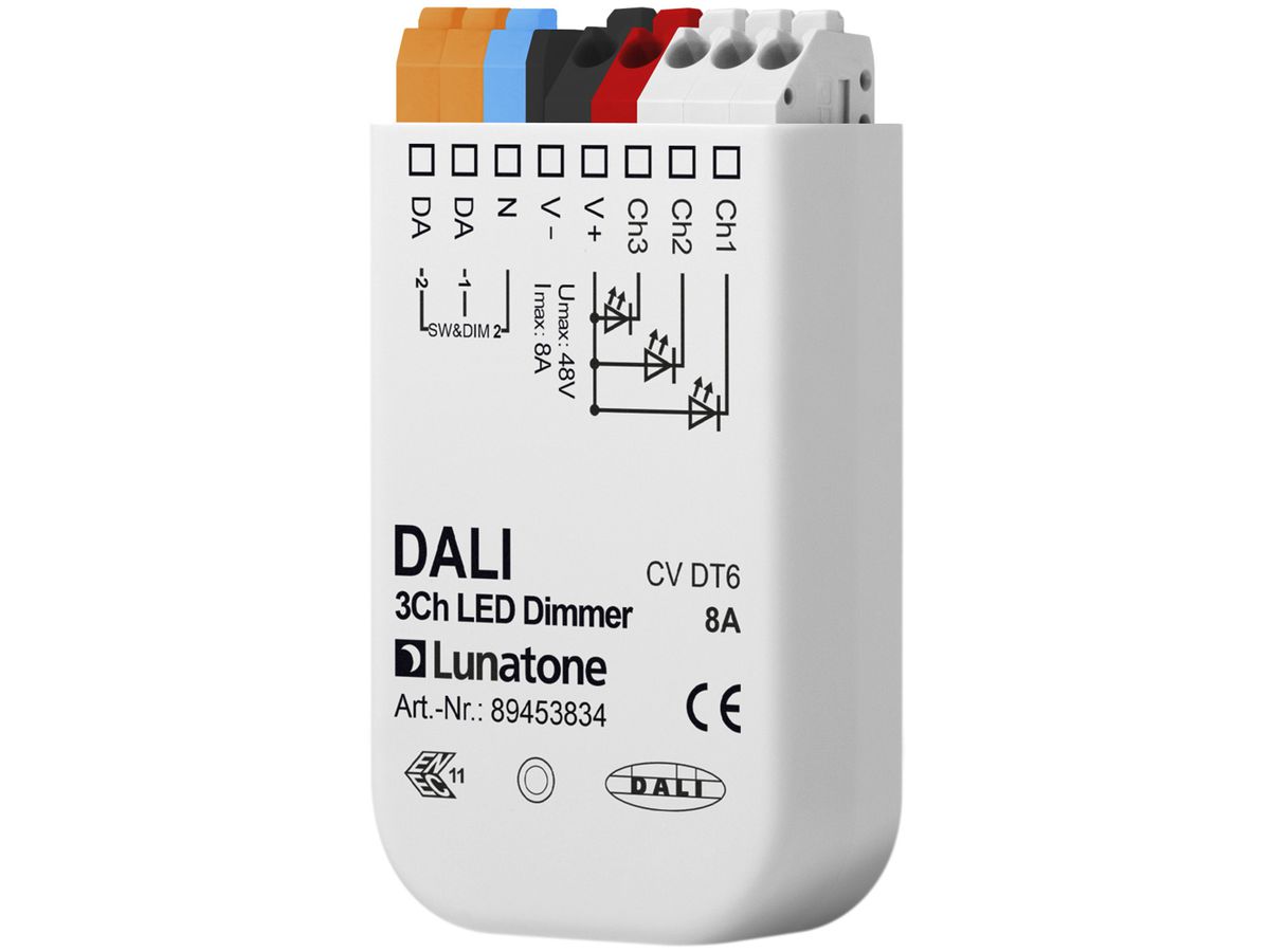 LED-Konverter Ervotech DALI 3CH 8A, 12…48V, 59×33×15mm