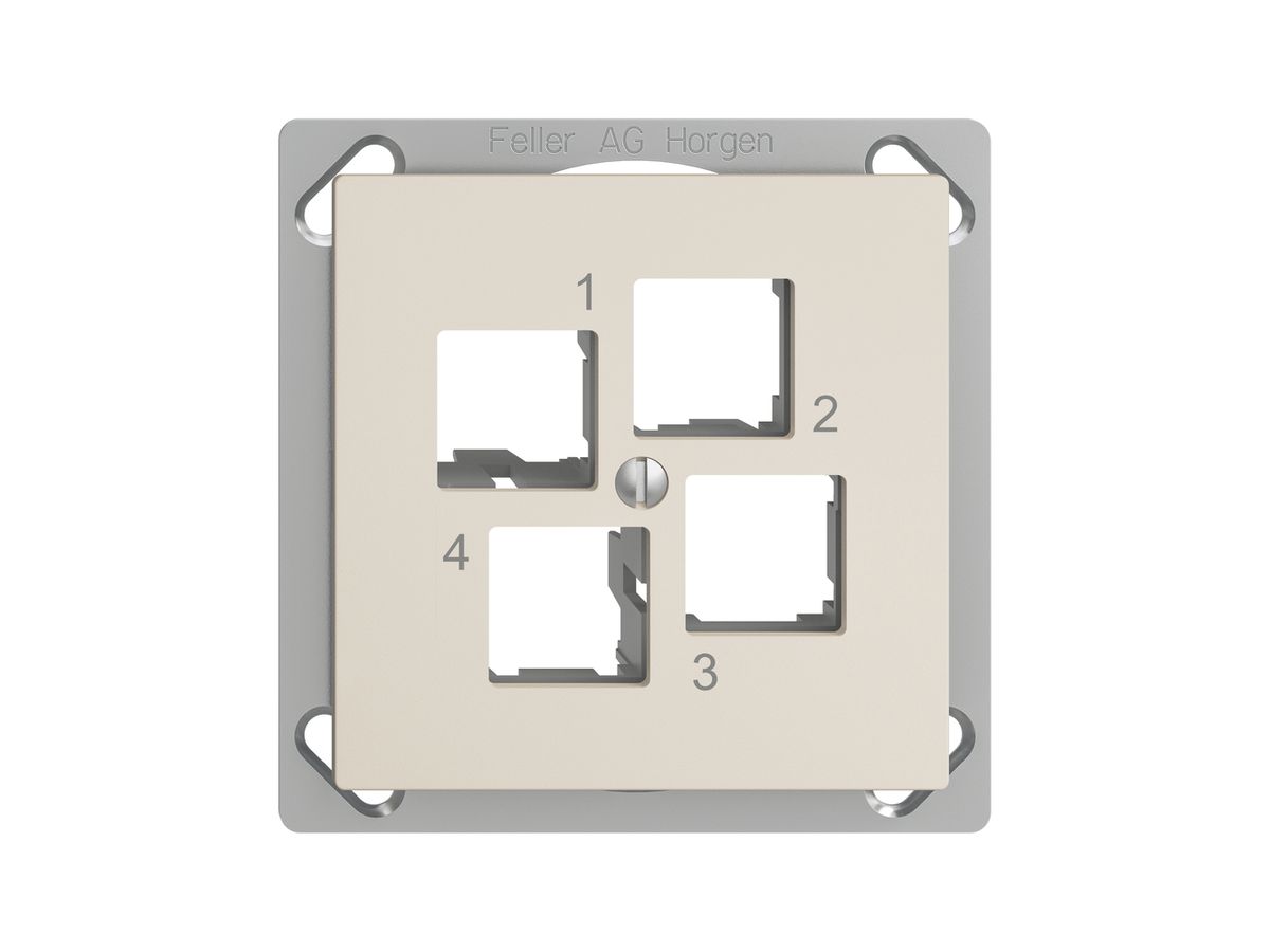 EB-Montageset EDIZIOdue FM.TE EASYNET S-One, für 4×RJ45, geradeauslass, crema