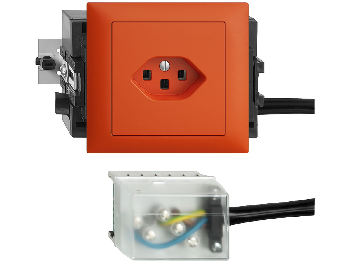 EB-Steckdose EDIZIOdue T23 L1 46…69mm orange für Flachkabel Powerbus