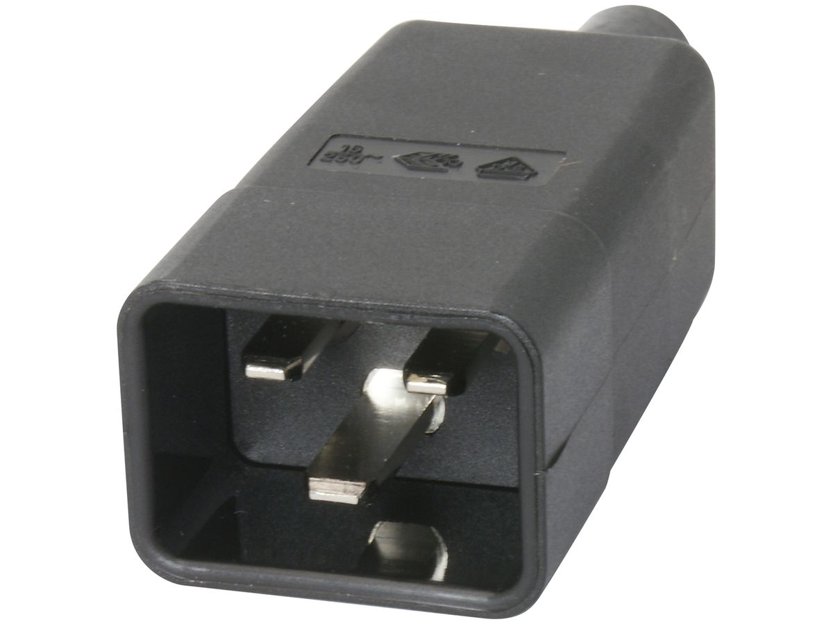 Apparatestecker schwarz Typ IEC320-C20, 16A