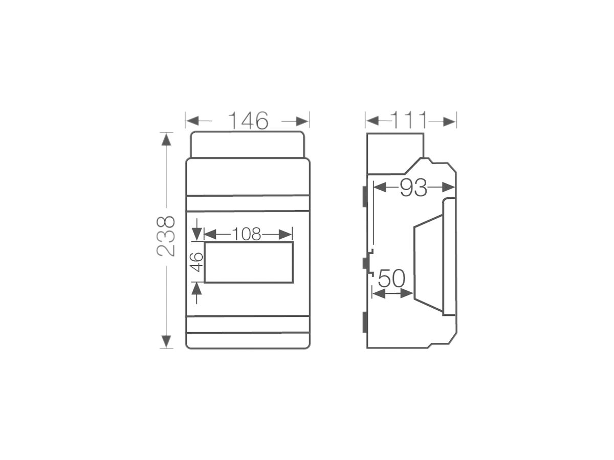 AP-Kleinverteiler Hensel KV PC 6106 ohne PE/N Klemme 1-reihig, 238×146×111mm