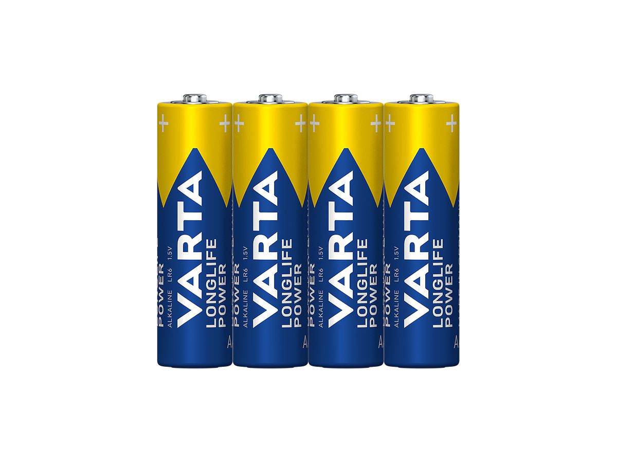 Batterie Alkali VARTA Longlife Power AA 4 Stück foliert