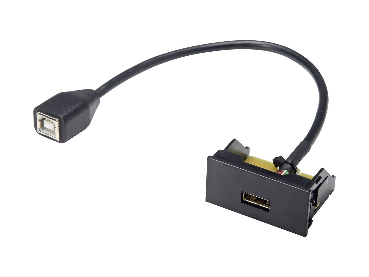 USB-Modul Cecoflex für AV-Montagesystem, USB-A/USB-B 2.0, Kabel, schwarz