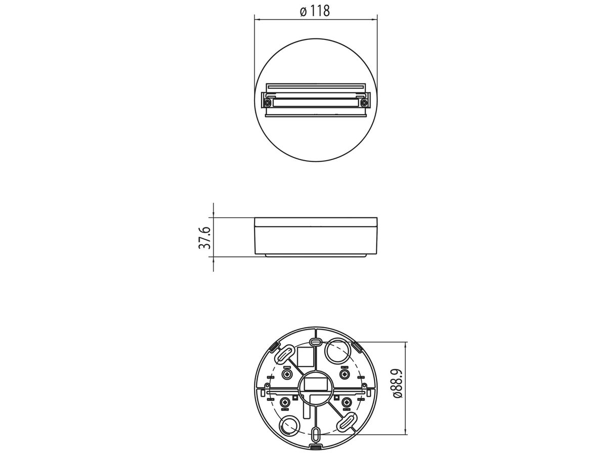 AP-Deckenrosette Sylvania OneTrack Anschlussadapter 3-phasig schwarz DALI