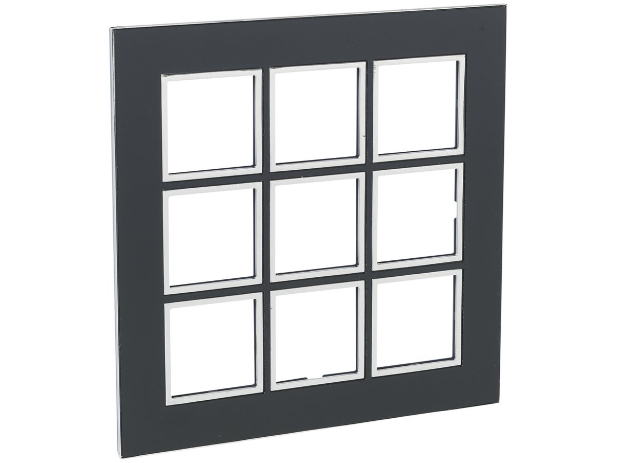 Abdeckrahmen ATO 3×3 Modul Glas-schwarz, mit Zierrahmen