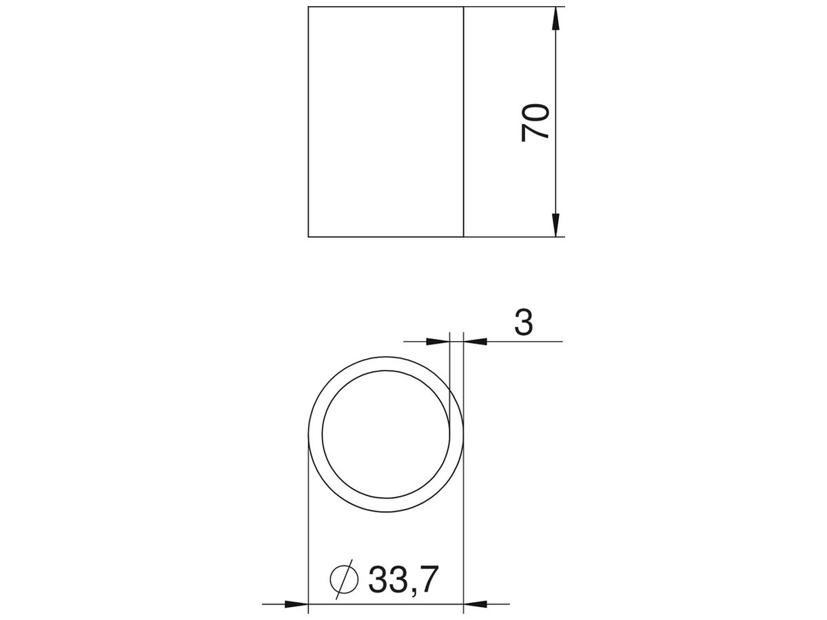 Distanzhülse BET DHI 070 33.7×70×3mm tauchfeuerverzinkt