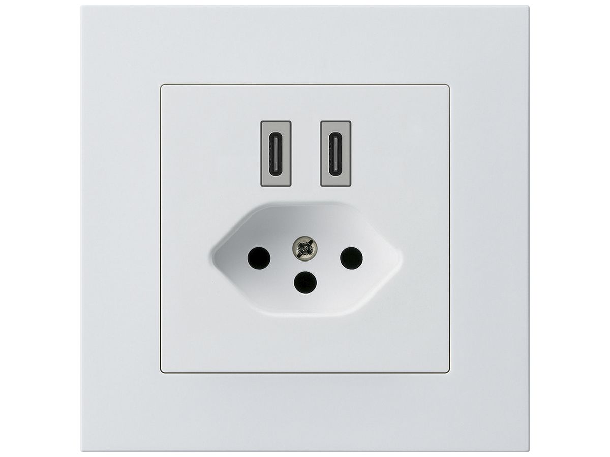 UP-USB-Ladesteckdose Hager kallysto.pro C-C 20W+T13 5V 94×94mm weiss