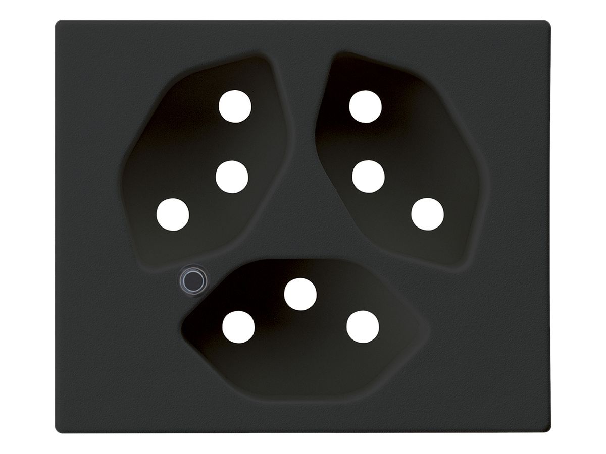 Frontplatte zu FLF-Steckdose Hager 3×Typ 13 beleuchtet Z schwarz