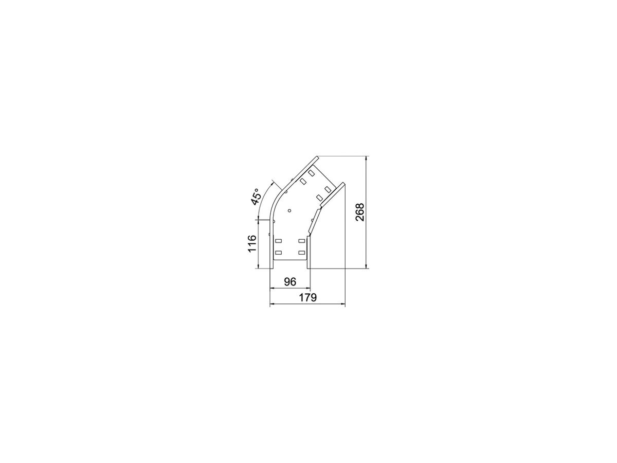 Bogen BET RB 45° 85×100mm Stahl bandverzinkt