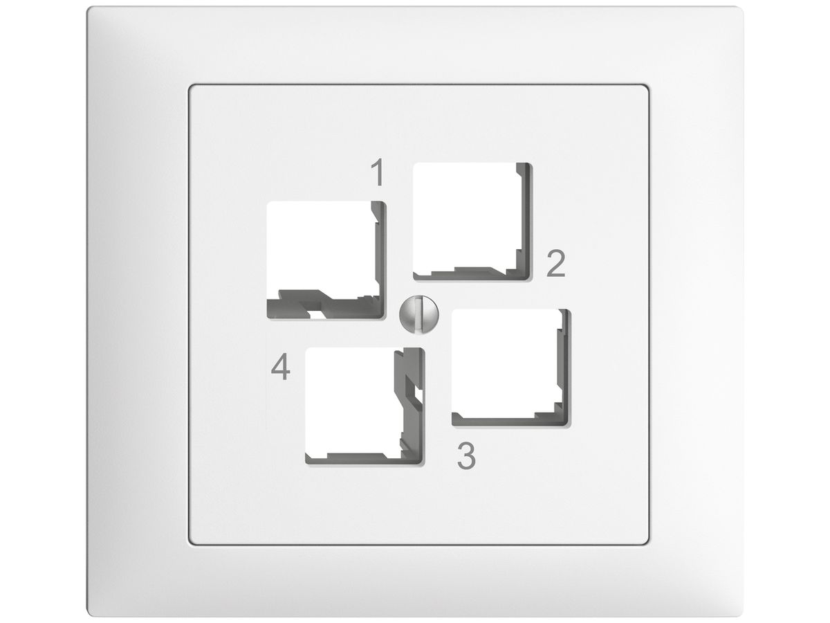 EB-Montageset EDIZIOdue FKE EASYNET S-One, für 4×RJ45, geradeauslass, weiss