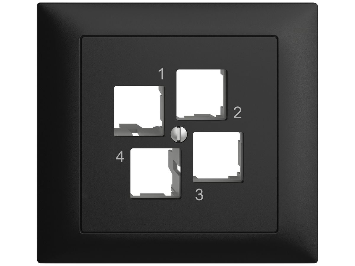 EB-Montageset EDIZIOdue FKE EASYNET S-One, für 4×RJ45, geradeauslass, schwarz