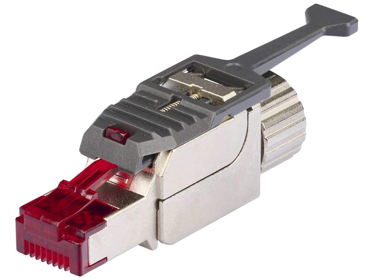 Feldstecker R&M FM45 Slim, RJ45/s/u Kat.6A AWG22…26, gerade, grau/rot