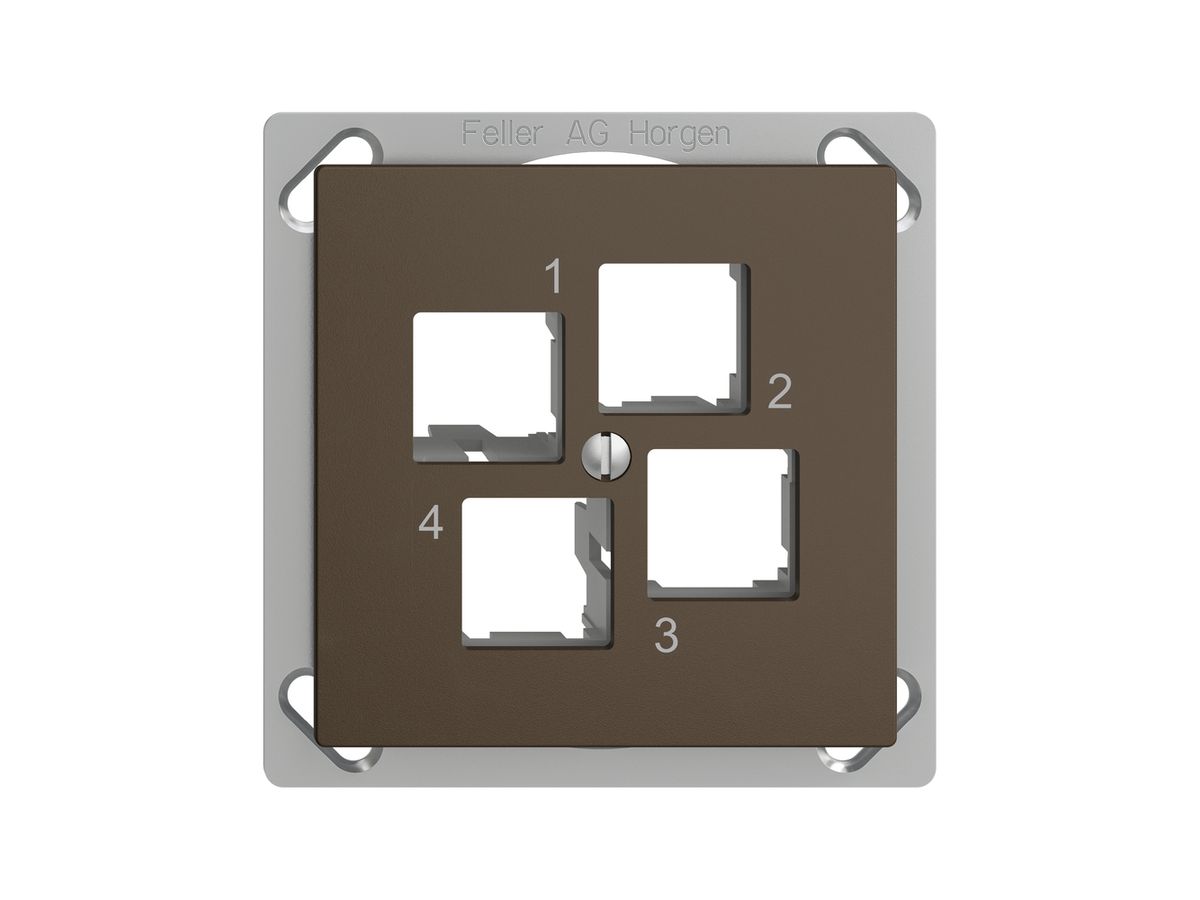 EB-Montageset EDIZIOdue FM.TE EASYNET S-One, für 4×RJ45, geradeauslass, coffee