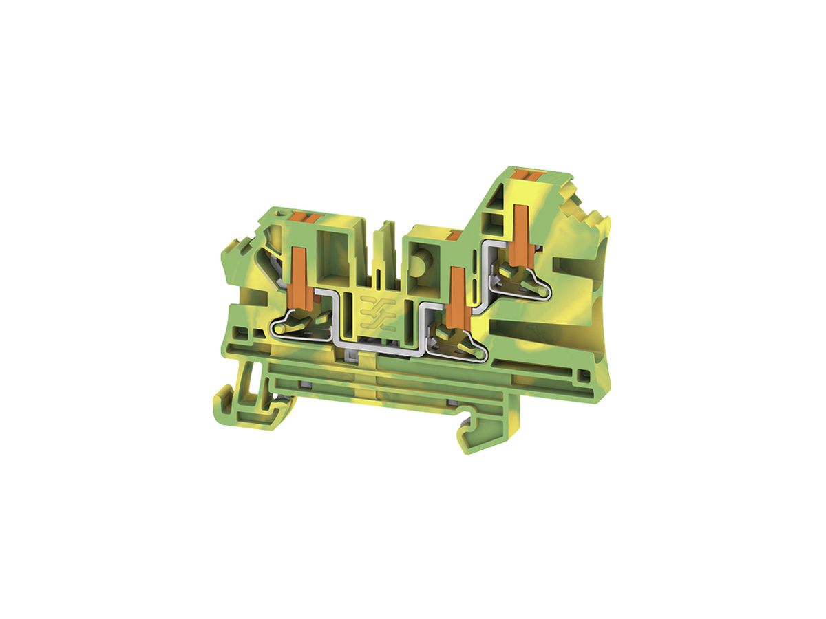 Durchgangs-Reihenklemme WM AL3C 4 PE 4mm² PUSH IN 3×1 TH35 grün/gelb